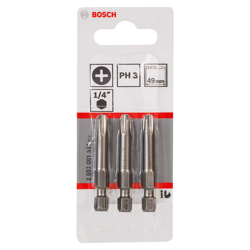 Kit com 3 Bits Phillips PH3 49mm Encaixe 1-4 Bosch 76324_0